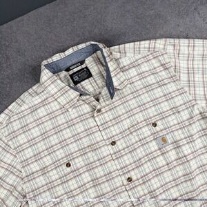 Carhartt Short Sleeve Shirt Men 2XL Brown Relaxed Fit Rugged Flex Casual EUC
